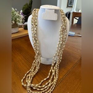 Multi-Strand Pearl Bead Necklace - Gold Tone

Vintage six strand